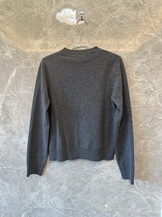 Miu Miu Button-Up Cashmere Sweater in Charcoal Grey