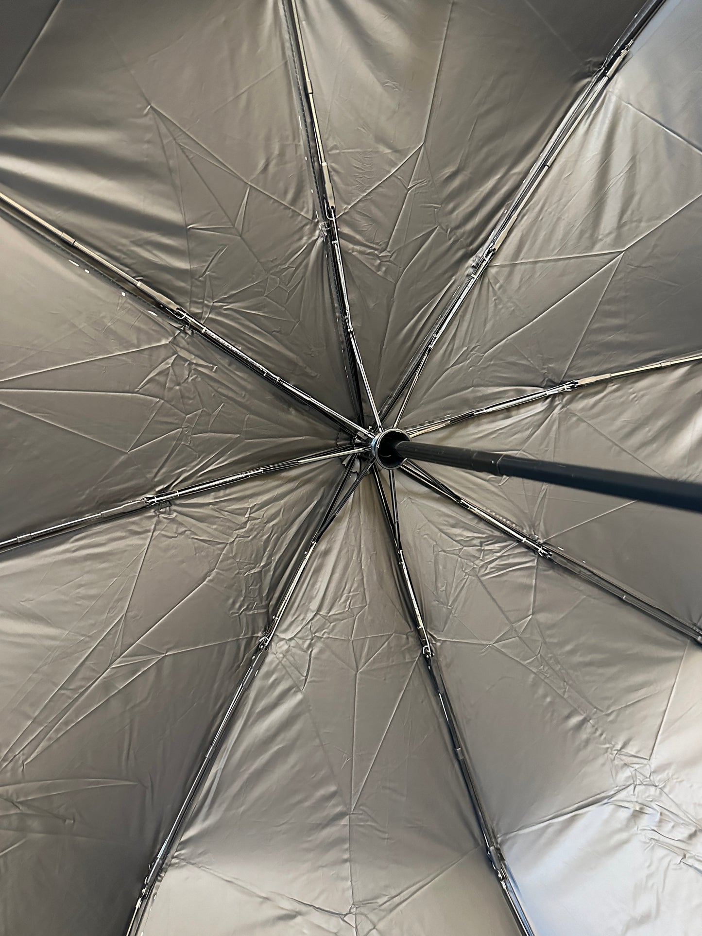 Chanel Foldable Black Umbrella with Camellia Flower and White Grid Pattern
