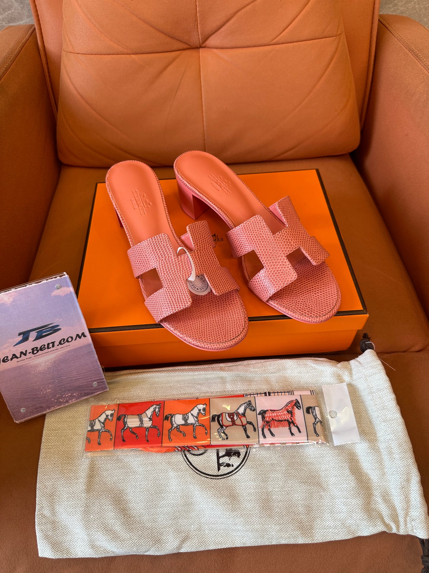 Hermès Epsom Leather Heeled Sandals in Rose Pink
