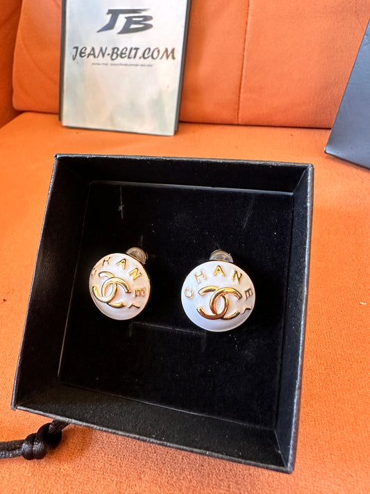 Chanel Gold Button Earrings