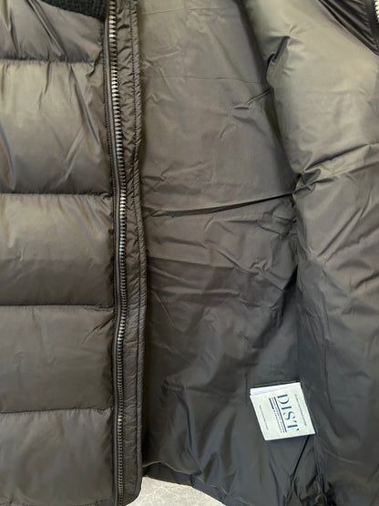 Moncler Down Jacket with Knit Sleeves and High Collar in Black