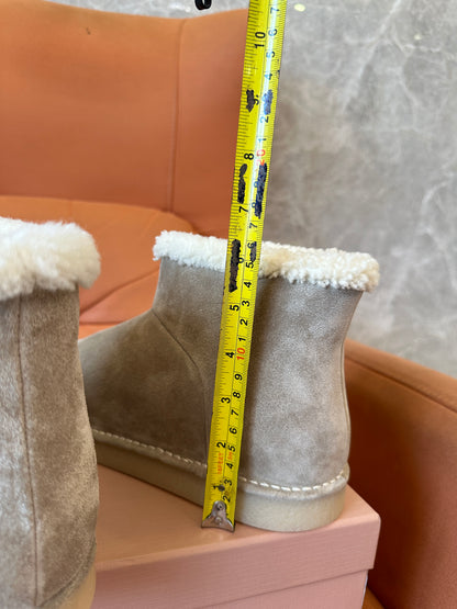 Miu Miu Shearling-Lined Suede Ankle Boots