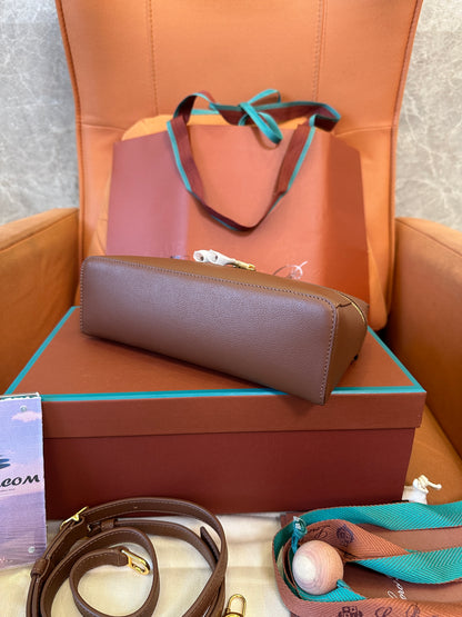 Mala de Mão Loro Piana Classic Box em Pele – Castanha | Mala de Mão Pequena Estruturada