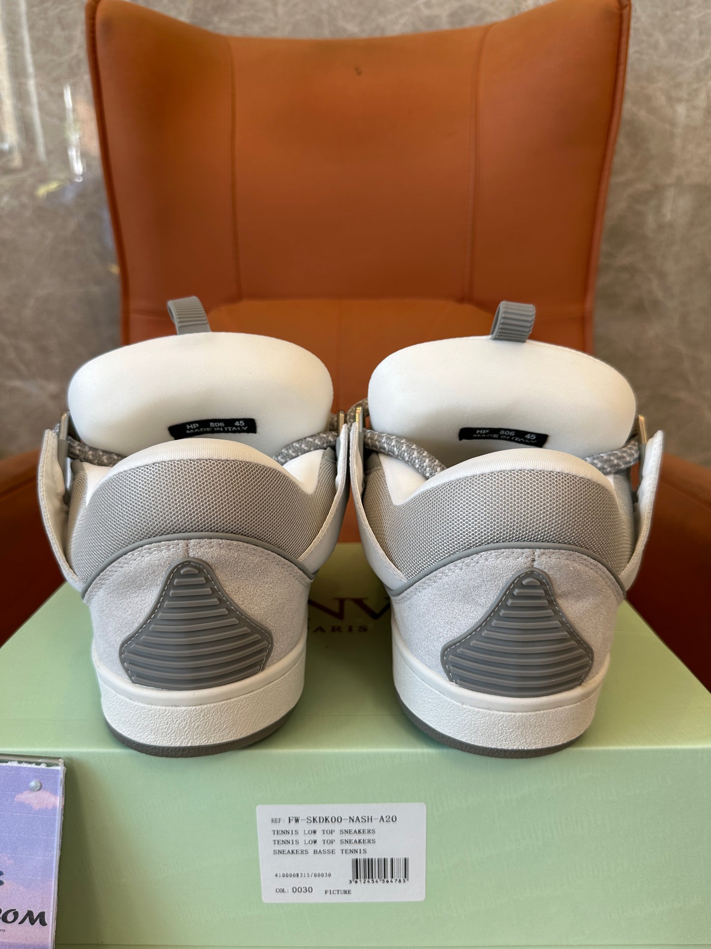 Lanvin Curb Low-Top Sneakers in Grey and White | Chunky Leather Skate Shoes