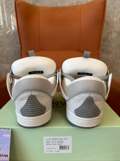 Lanvin Curb Low-Top Sneakers in Grey and White | Chunky Leather Skate Shoes