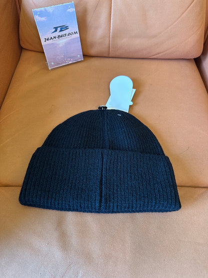 Chrome Hearts Black Wool Beanie with Leather Cross Patches