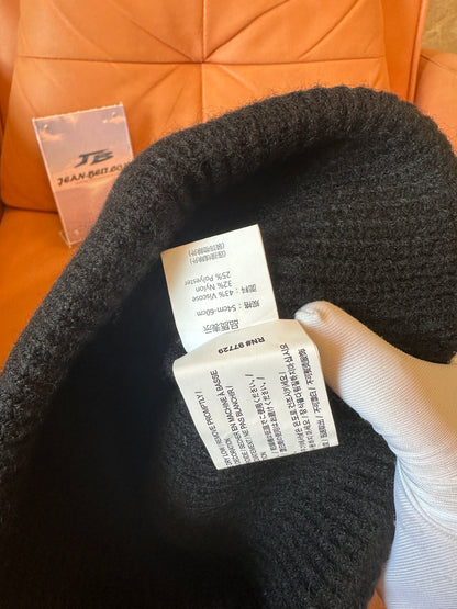 Chrome Hearts Black Wool Beanie with Leather Cross Patches