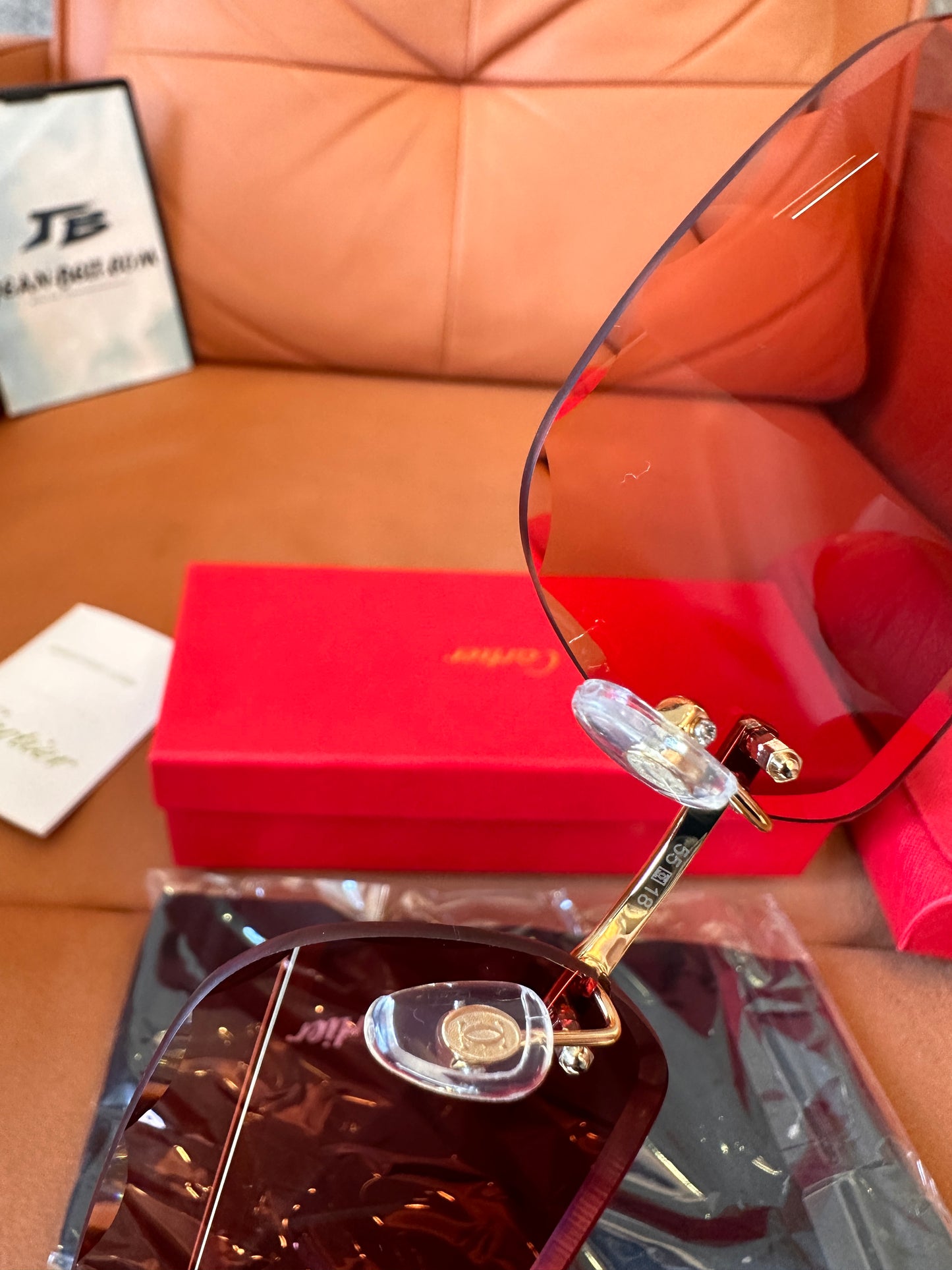 Cartier rimless Red-Tint Sunglasses