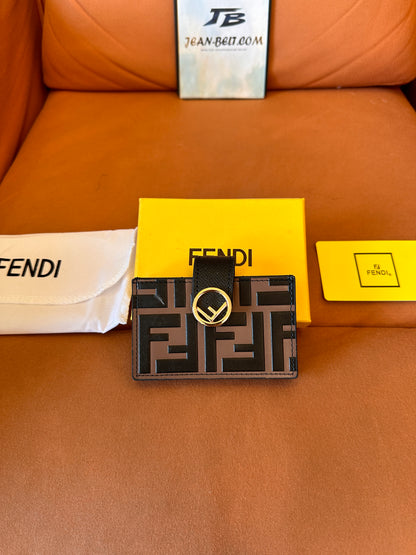 Porta-cartões Fendi FF com monograma e logotipo dourado