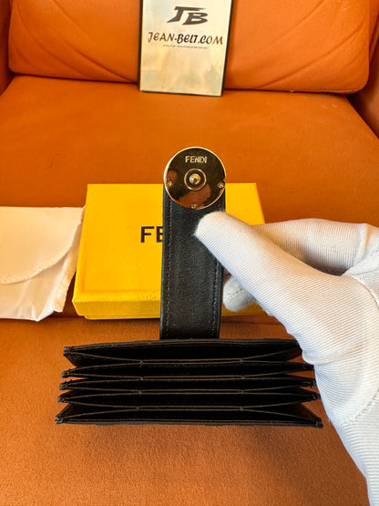 Porta-cartões Fendi FF com monograma e logotipo dourado