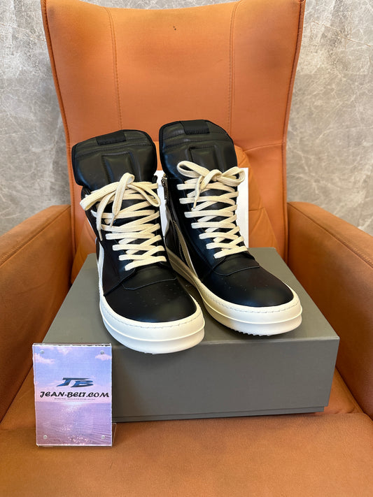 Rick Owens Geobasket Black White Sneakers