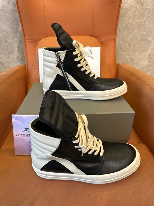 Rick Owens Geobasket Black White Sneakers