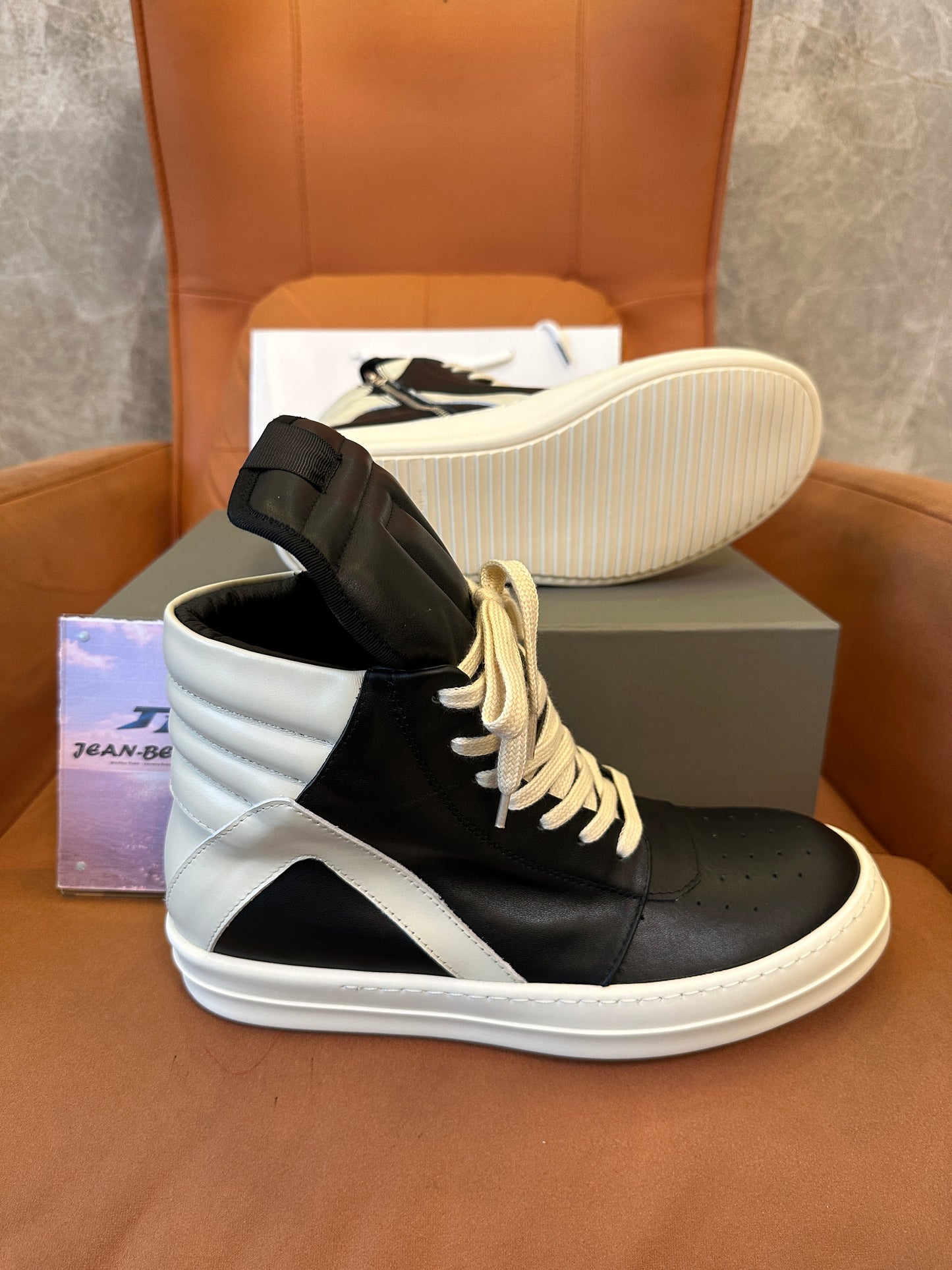 Rick Owens Geobasket Black White Sneakers