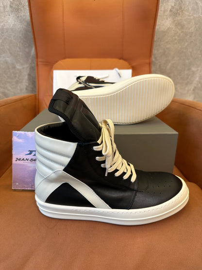 Rick Owens Geobasket Black White Sneakers