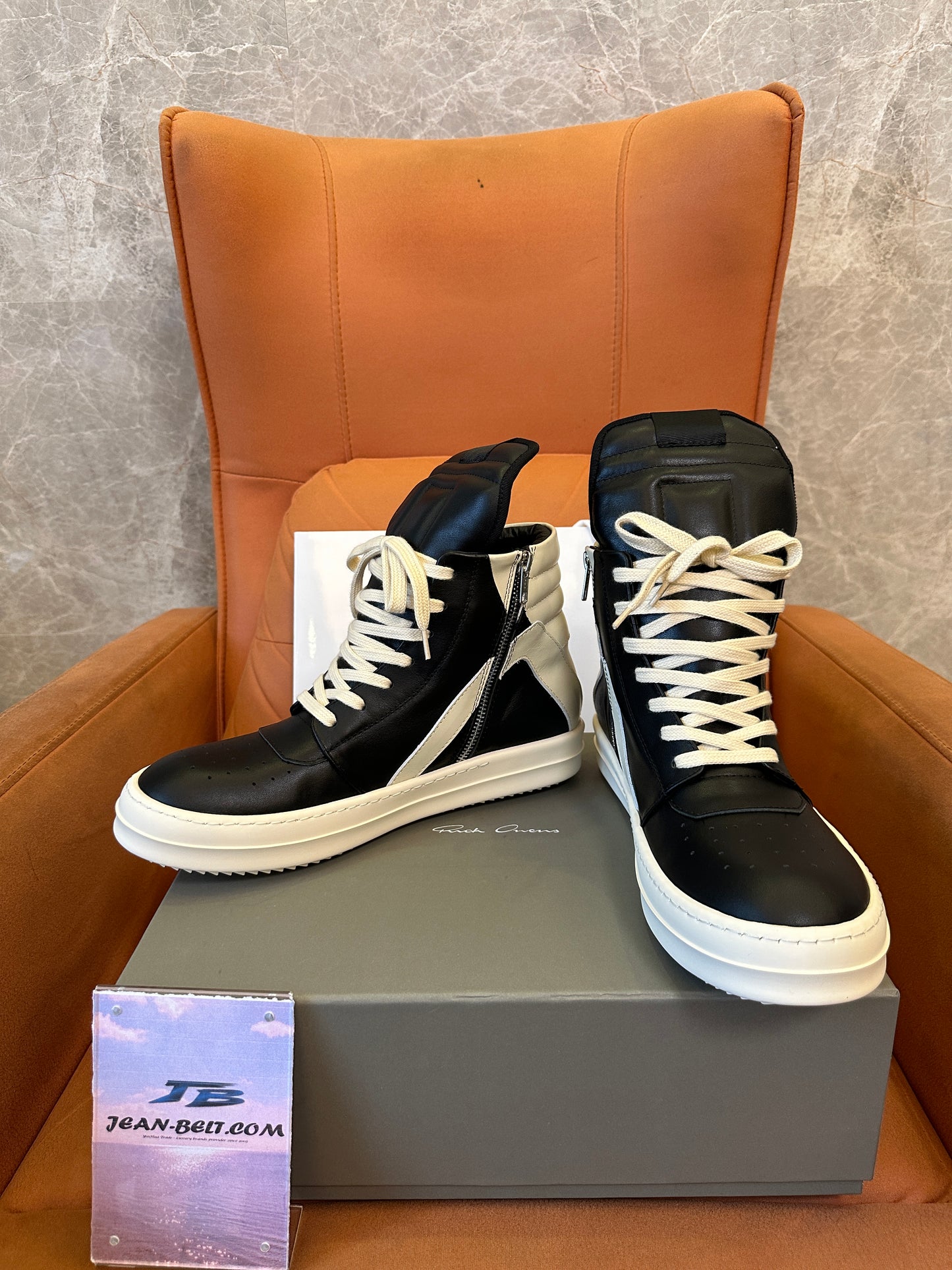 Rick Owens Geobasket Black White Sneakers