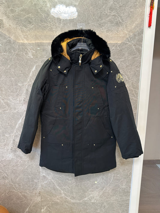 Moncler Fur Hood Black Down Jacket