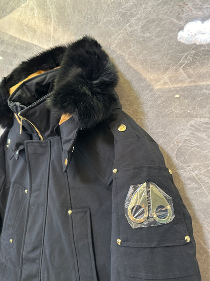 Moncler Fur Hood Black Down Jacket