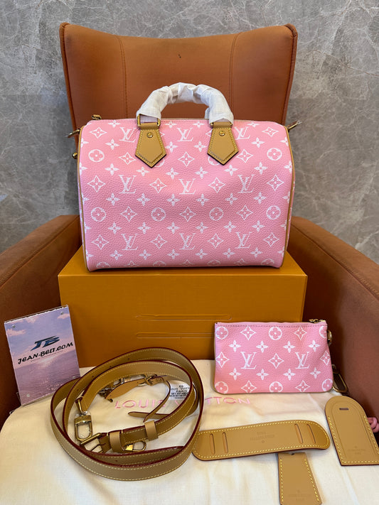 Louis Vuitton Speedy 30 Pink Monogram Bag Set
