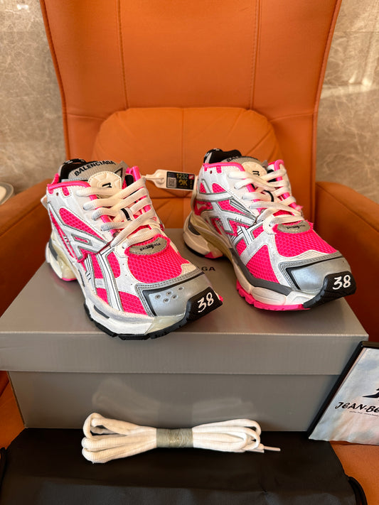 Balenciaga Triple S Sneakers - Pink, White, and Silver Mesh and Leather