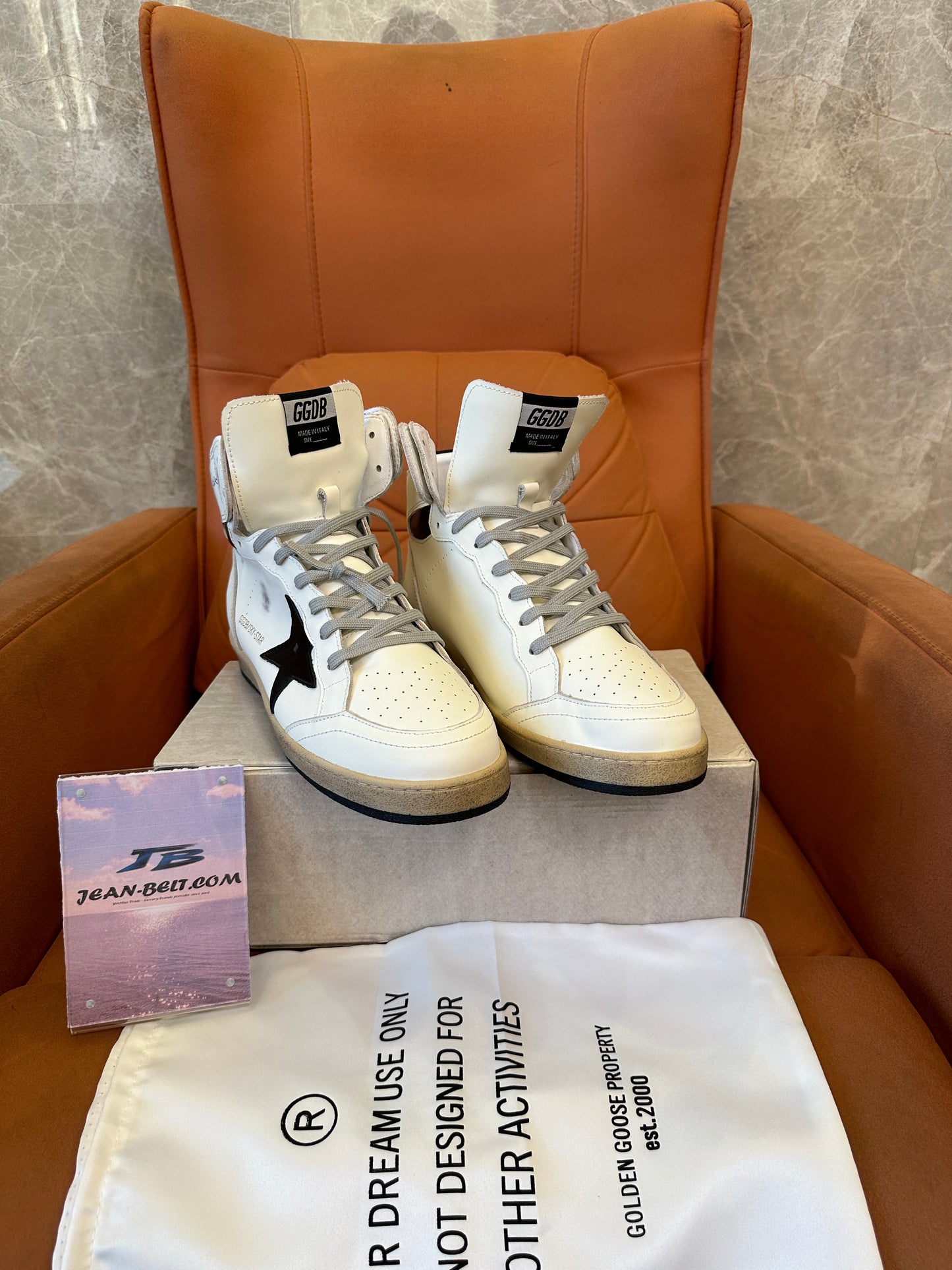 Golden Goose Sky-Star White Black High-Top Sneakers