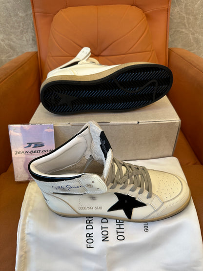 Golden Goose Sky-Star White Black High-Top Sneakers