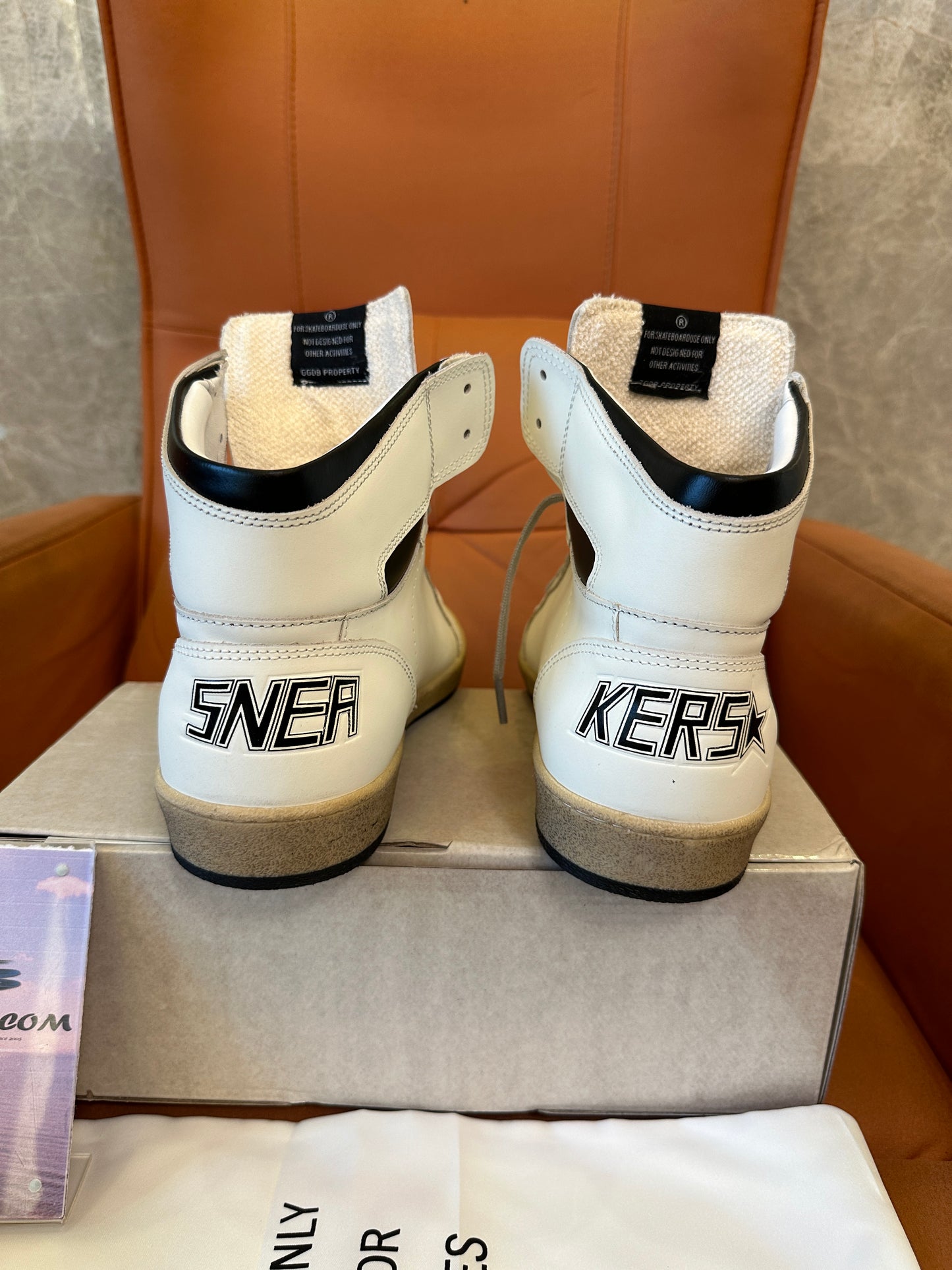 Golden Goose Sky-Star White Black High-Top Sneakers