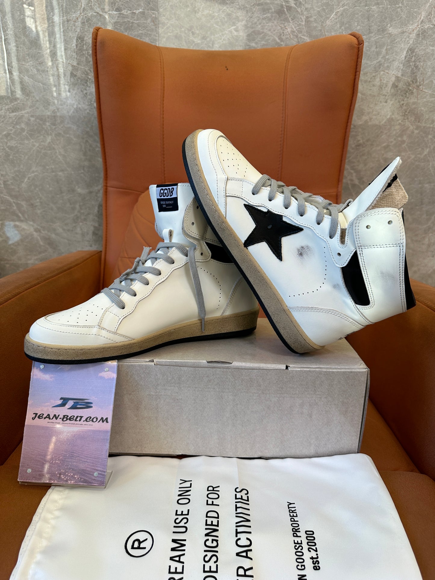 Golden Goose Sky-Star White Black High-Top Sneakers