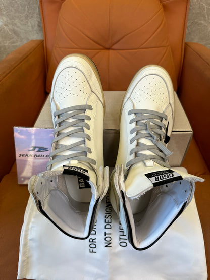 Golden Goose Sky-Star White Black High-Top Sneakers