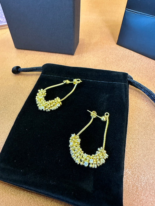 Bottega Veneta Gold Gemstone Cluster Earrings