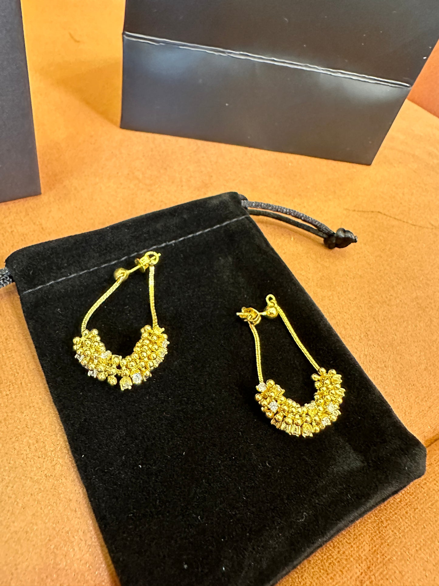 Bottega Veneta Gold Gemstone Cluster Earrings