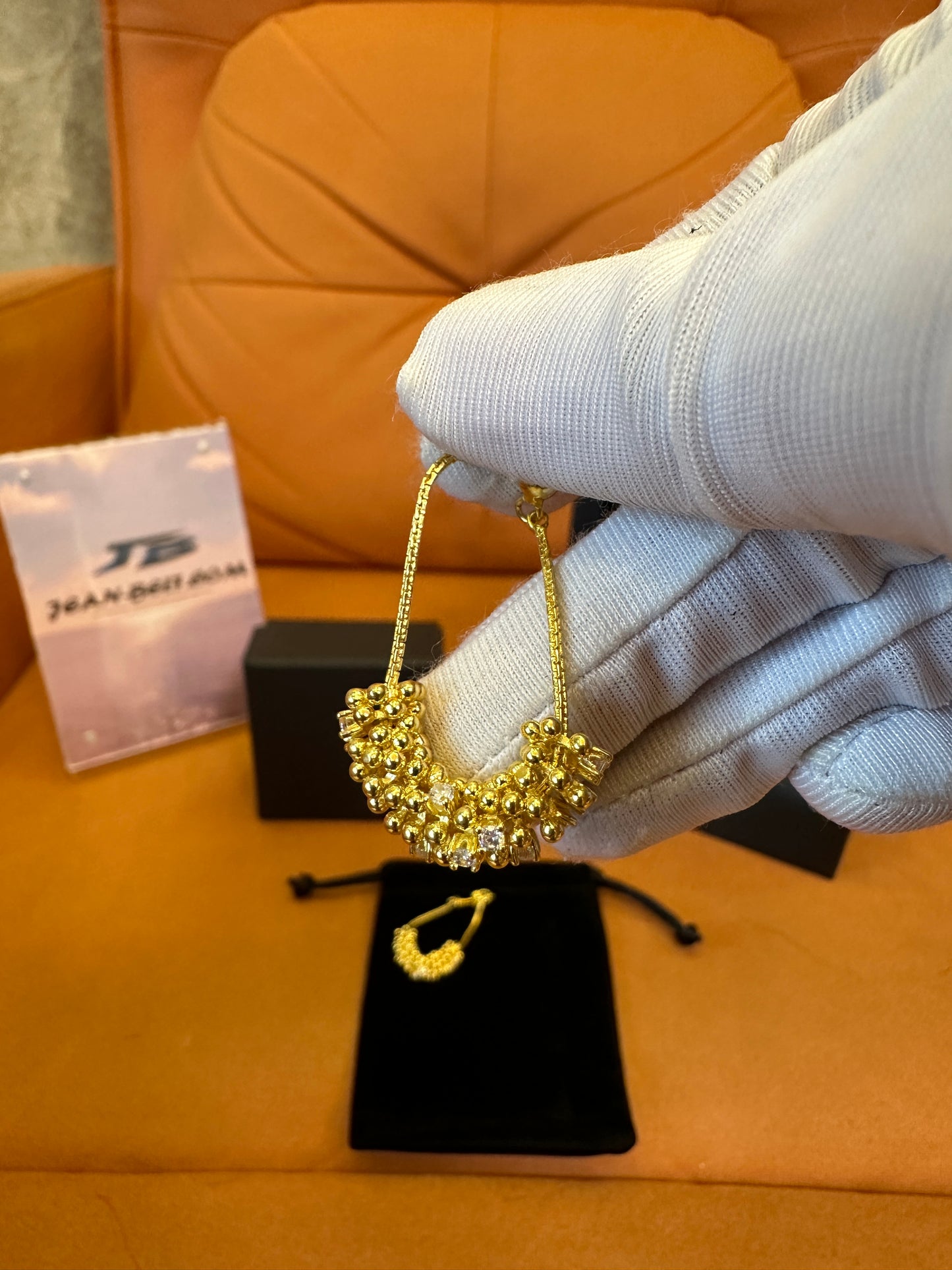 Bottega Veneta Gold Gemstone Cluster Earrings