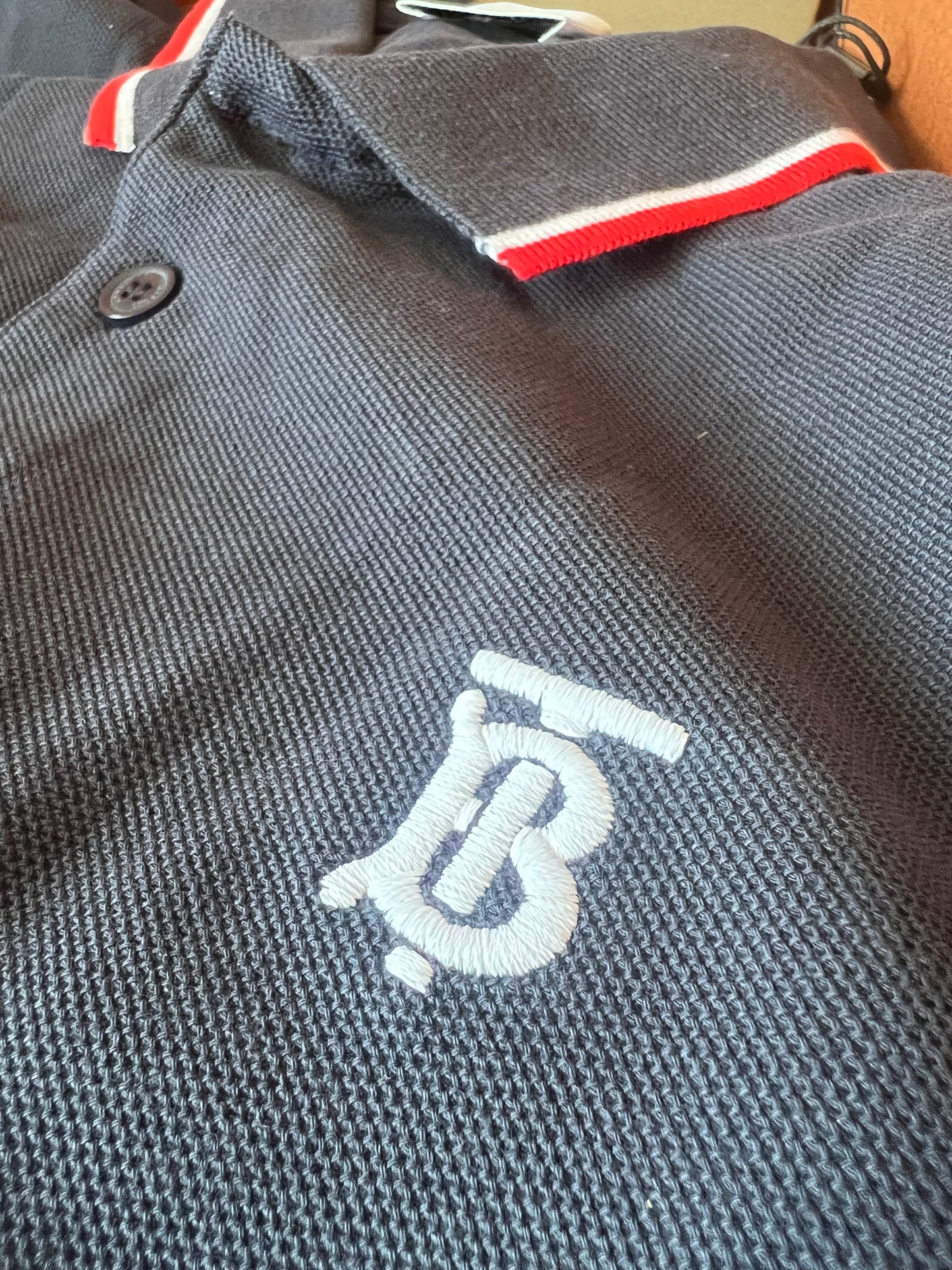 Burberry Polo Shirt with Embroidered Logo -Black