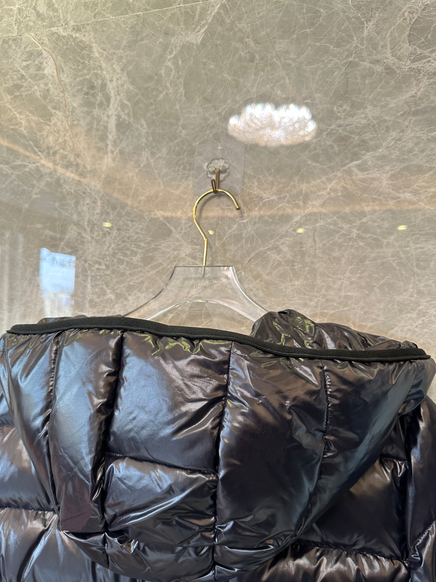 Moncler Hooded Shiny Down Puffer Jacket – Black