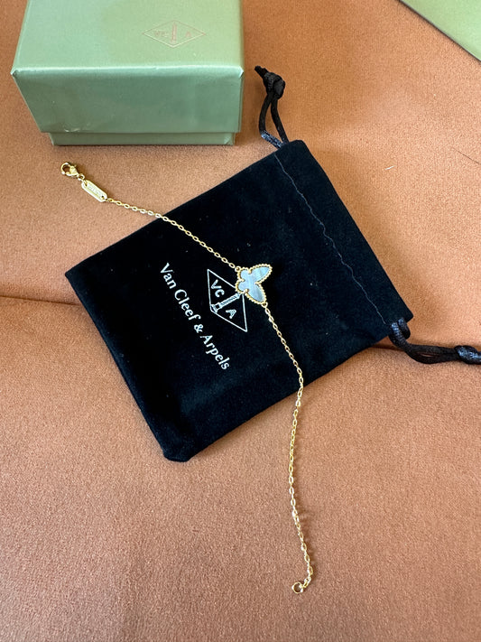 Van Cleef & Arpels Alhambra Butterfly Bracelet - Yellow Gold with Mother of Pearl