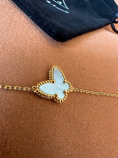 Van Cleef & Arpels Alhambra Butterfly Bracelet - Yellow Gold with Mother of Pearl