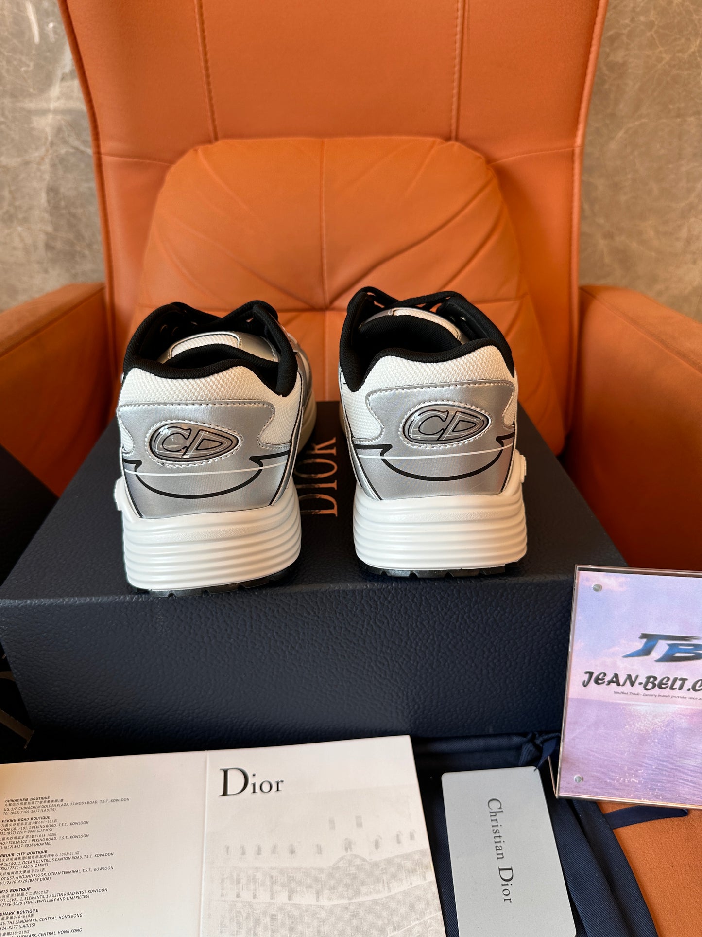 Tênis Dior B30 prata metálico com logotipo do CD