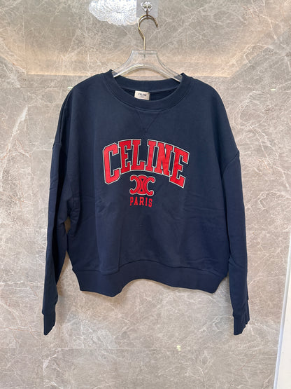 Celine paris Logo Sweatshirt - Navy Blue