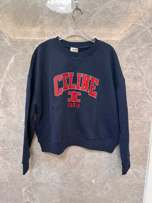 Celine paris Logo Sweatshirt - Navy Blue