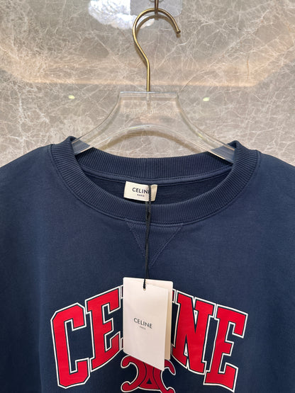 Celine paris Logo Sweatshirt - Navy Blue