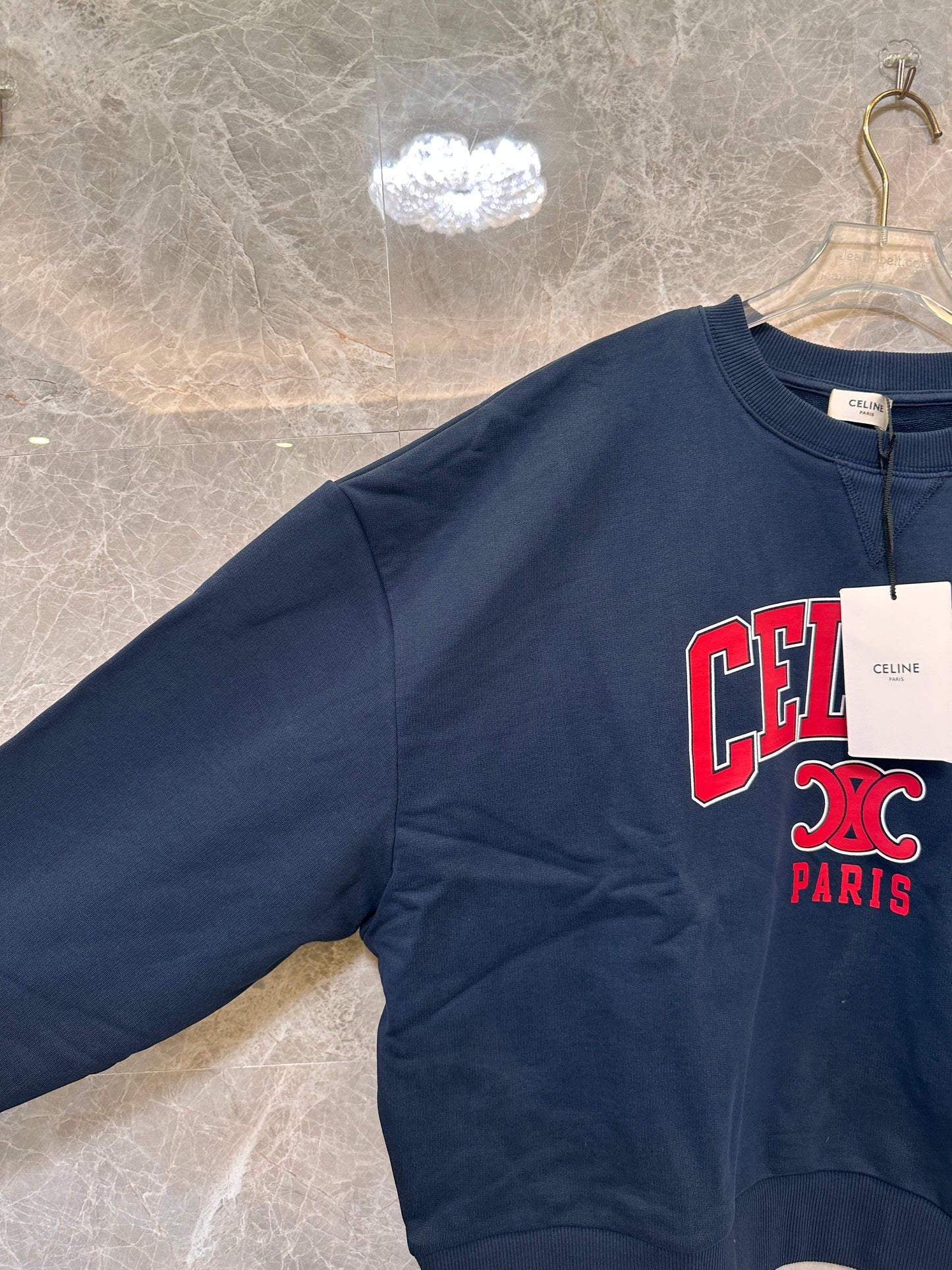 Celine paris Logo Sweatshirt - Navy Blue