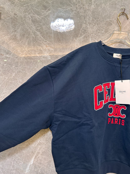 Celine paris Logo Sweatshirt - Navy Blue