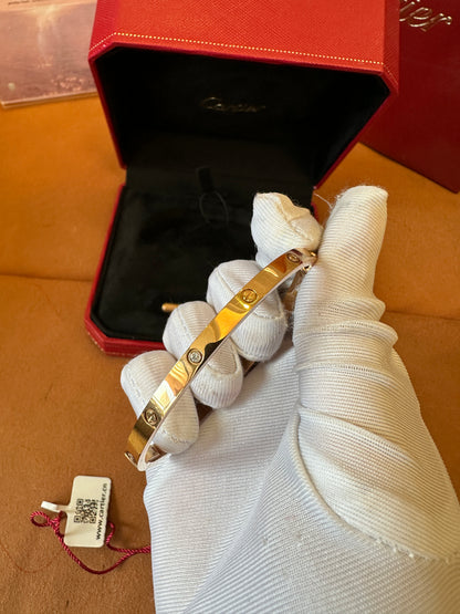 Cartier LOVE Bracelet – 18K Yellow Gold with 4 Diamonds (0.18ct)
