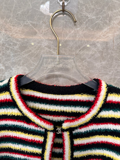 Chanel Striped Knit Cardigan with Button Details