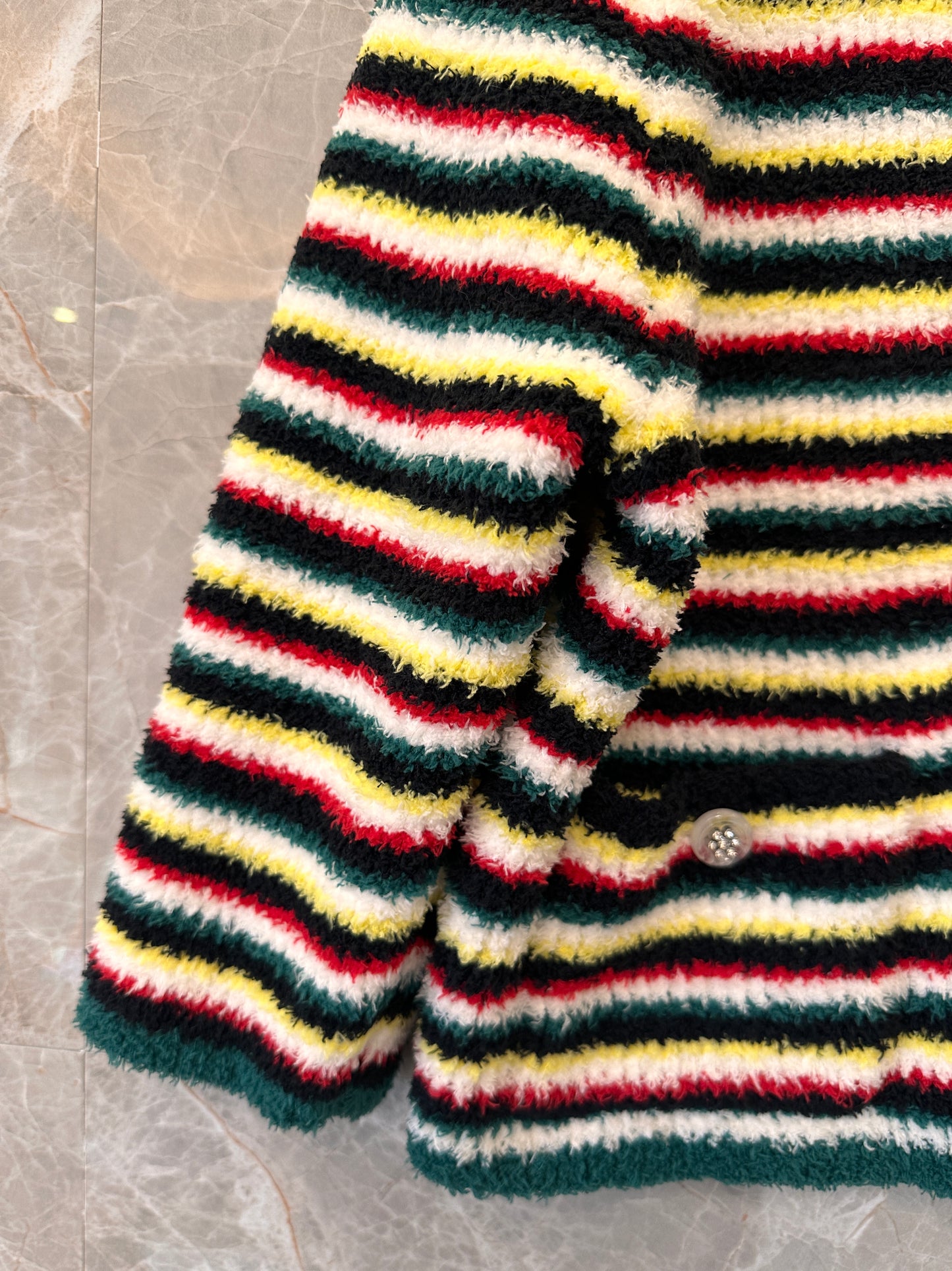 Chanel Striped Knit Cardigan with Button Details