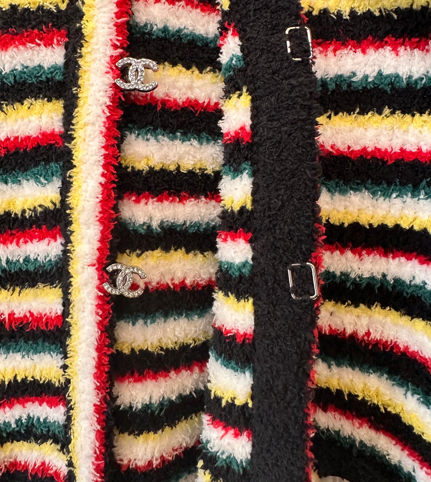 Chanel Striped Knit Cardigan with Button Details
