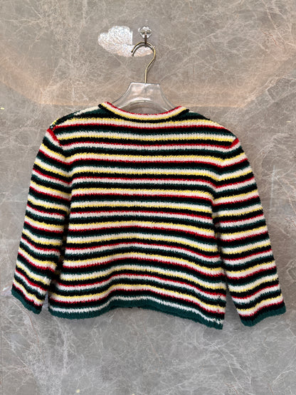 Chanel Striped Knit Cardigan with Button Details