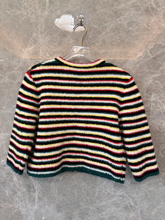 Chanel Striped Knit Cardigan with Button Details