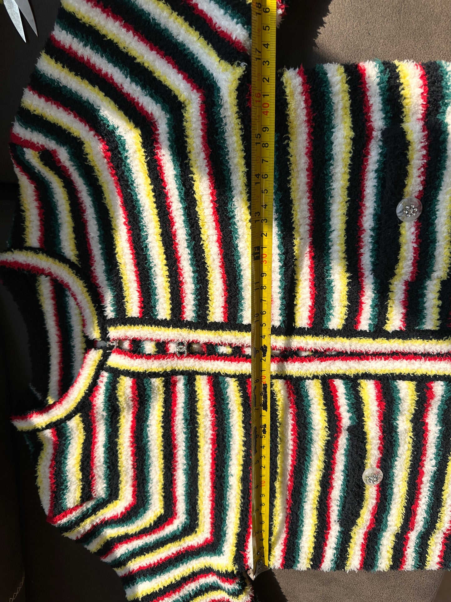 Chanel Striped Knit Cardigan with Button Details