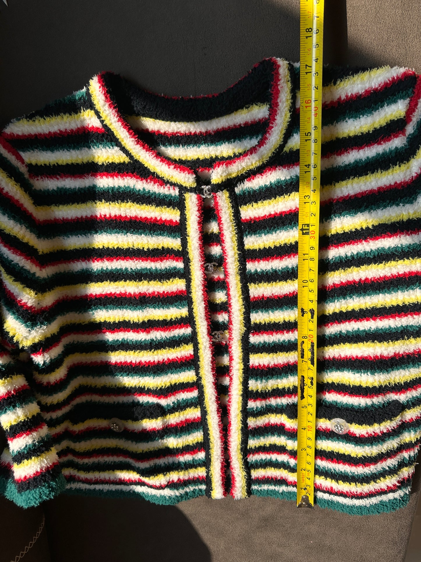 Chanel Striped Knit Cardigan with Button Details