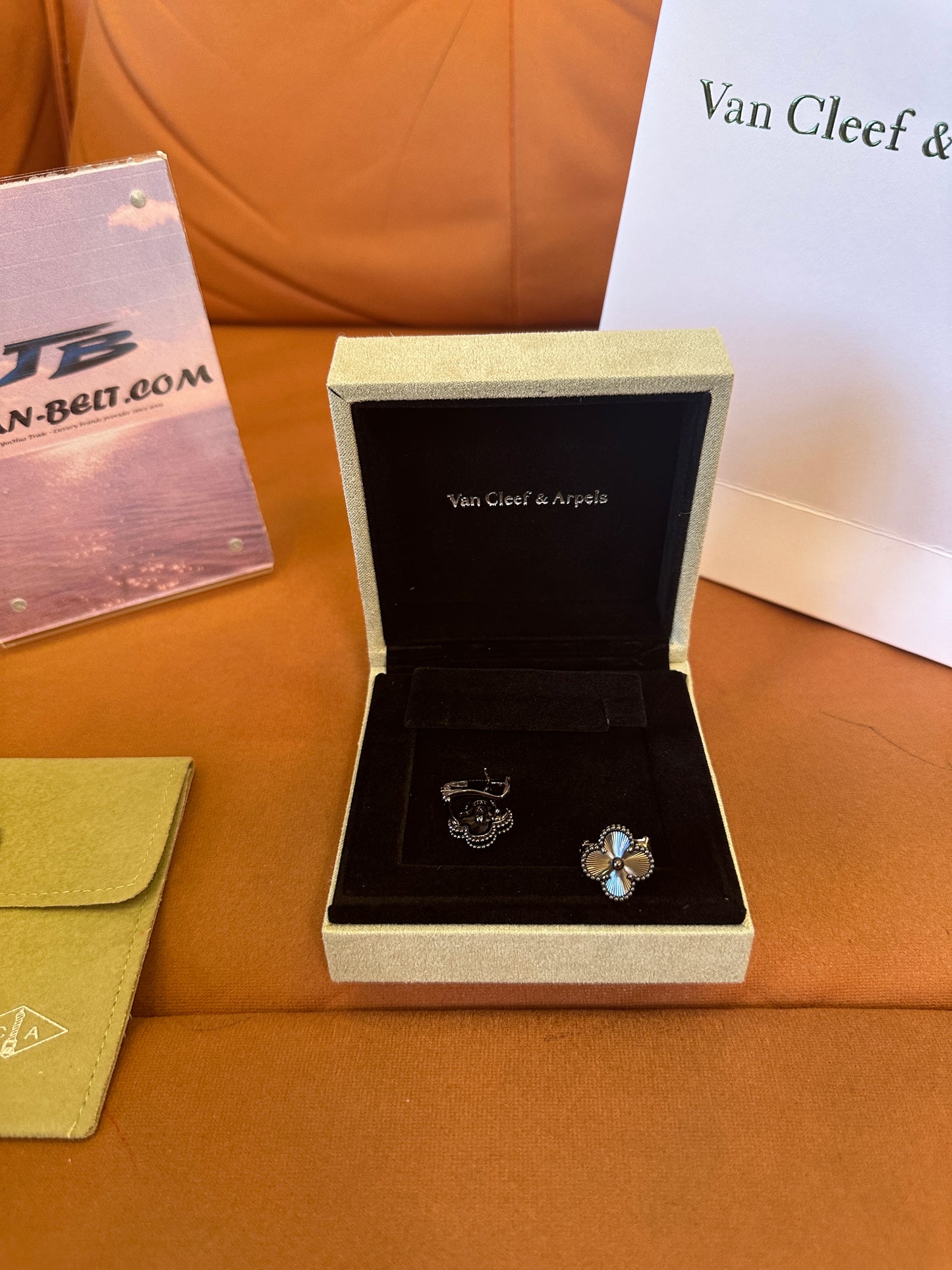 Van Cleef & Arpels Vintage Alhambra Guilloché White Gold Earrings